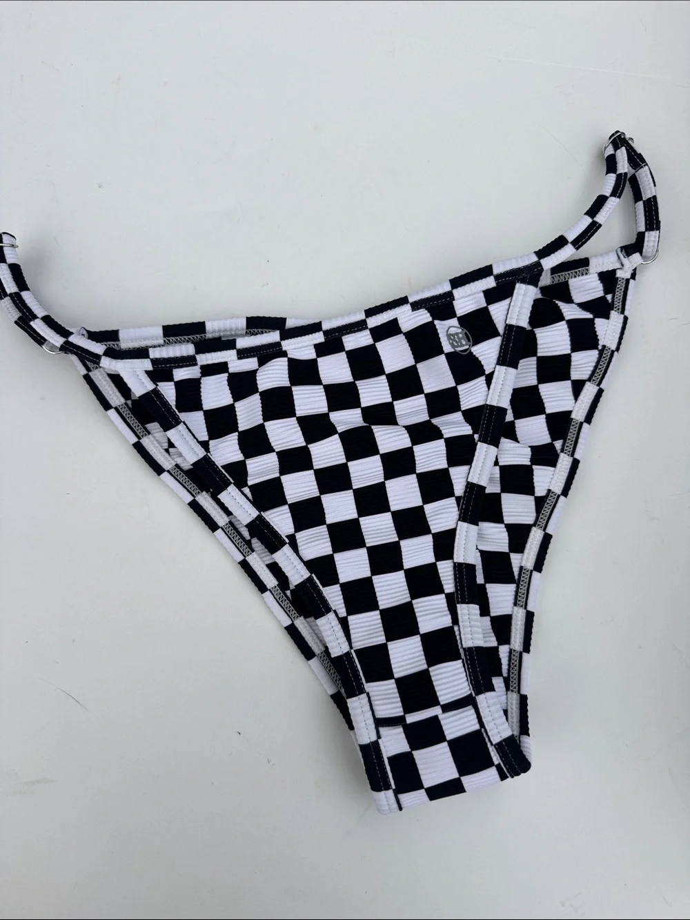 Salty Honey Women's Black & White Checkerboard high cut Bikini Bottom